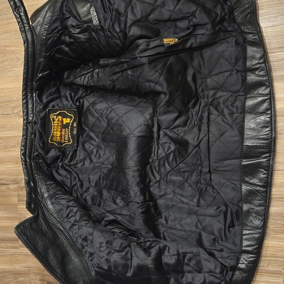 Bonus Leather Padded Double Zip Motorcycle Jacket - Picture 10 of 15